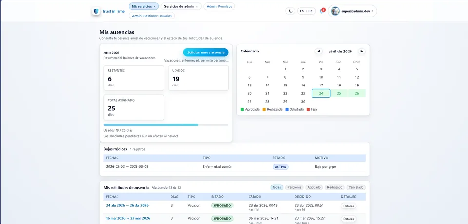 TrustinTime — Gestión de ausencias y vacaciones