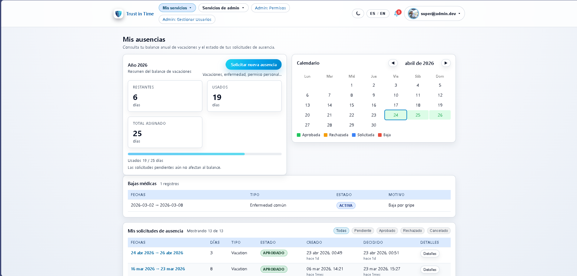 TrustinTime — Gestión de ausencias y vacaciones